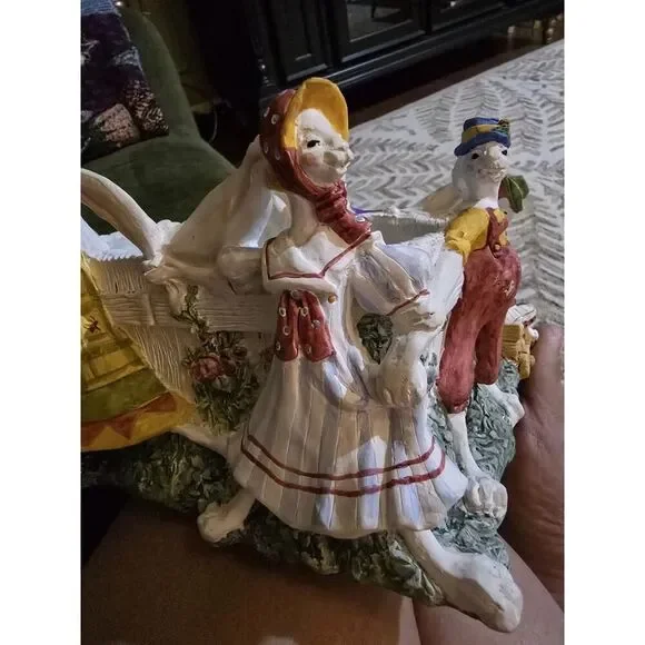 Vintage Dept 56 Easter Bunny Rabbit Parade Centerpiece Whimsical Basket Decor